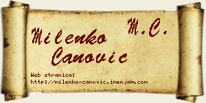 Milenko Čanović vizit kartica